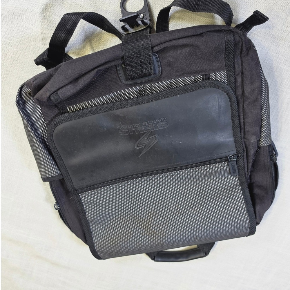 Leeds Sirius Computer Solutions Laptop Messenger Bag Backpack Black Grey Canvas